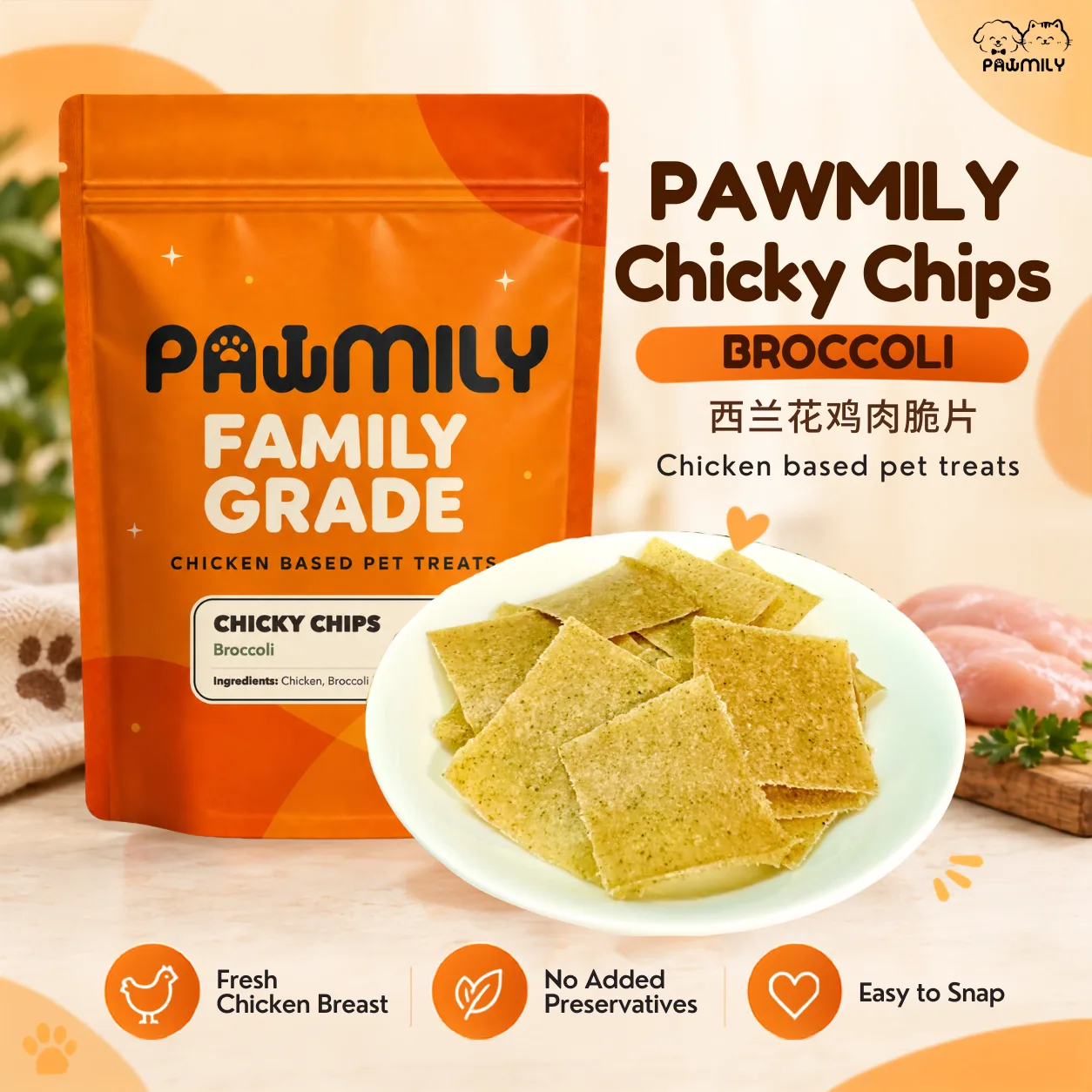 PAWMILY Chicky Chips – Broccoli