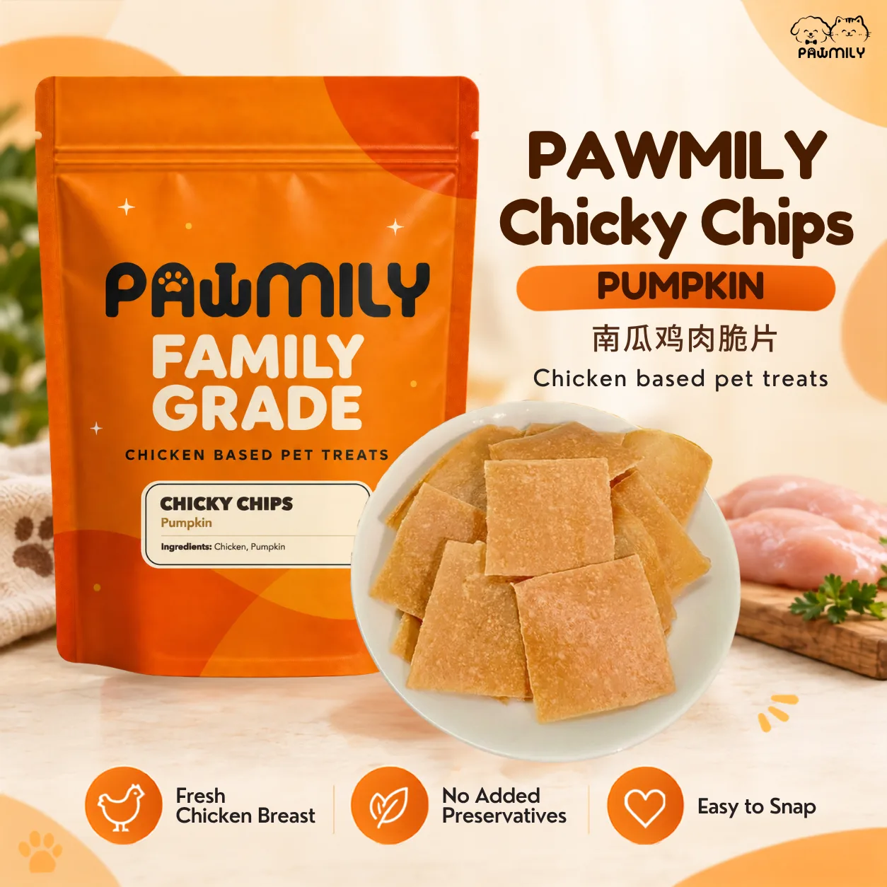 PAWMILY Chicky Chips – Pumpkin