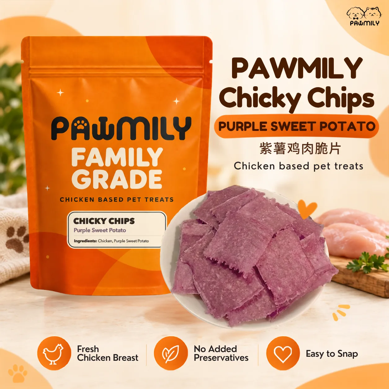 PAWMILY Chicky Chips – Purple Sweet Potato